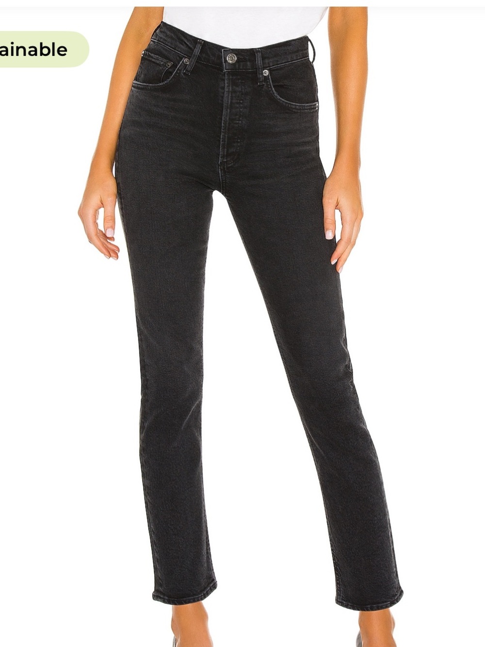 Agolde High-Rise Straight Leg Jeans in Black